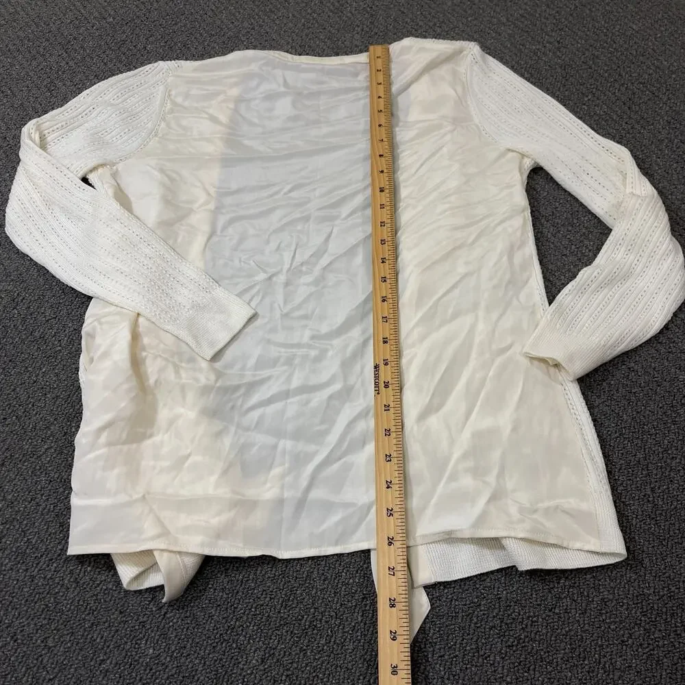 St. John Wool Silk Blend Cardigan Sweater Womens Medium M Cream - Picture 5 of 9